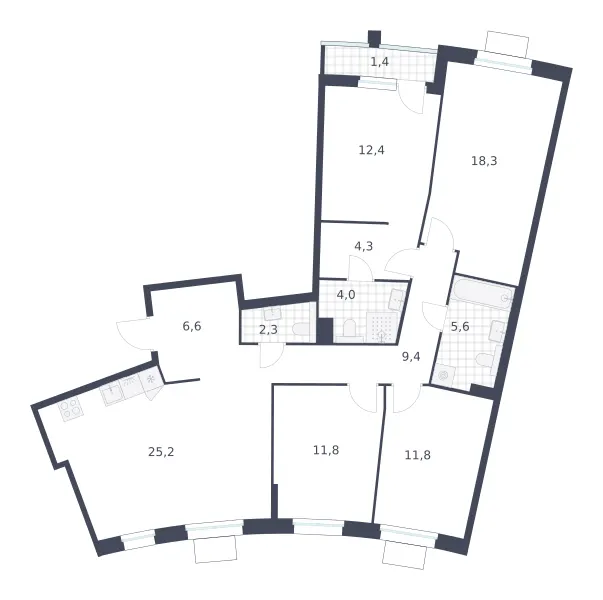 4-комн. 113.1 м²