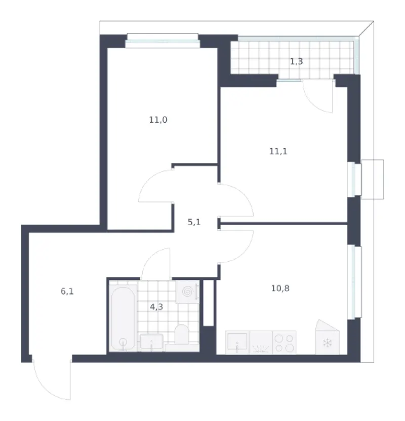 2-комн. 49.7 м²