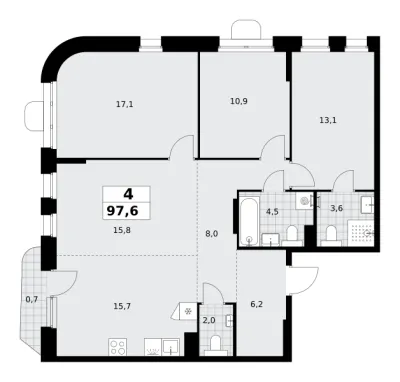 97,6 м² — планировка