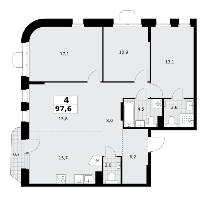 4-комн. 97.6 м²