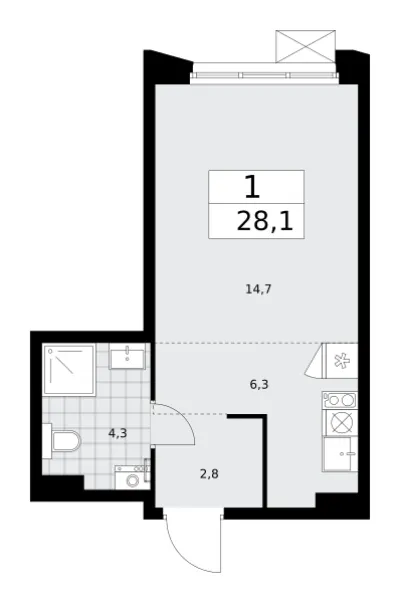 28,1 м² — планировка