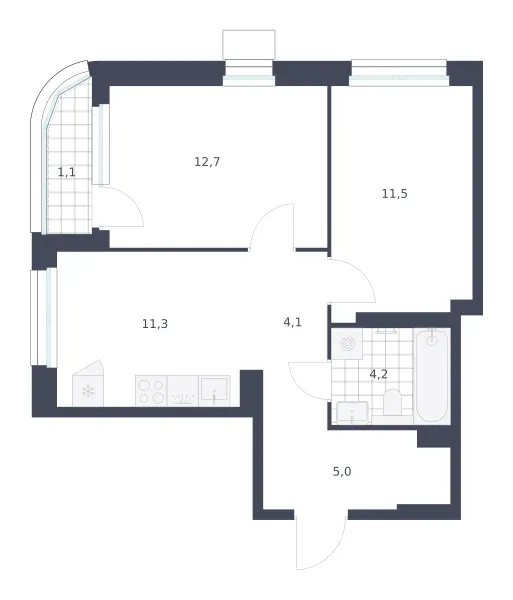 2-комн. 49.9 м²