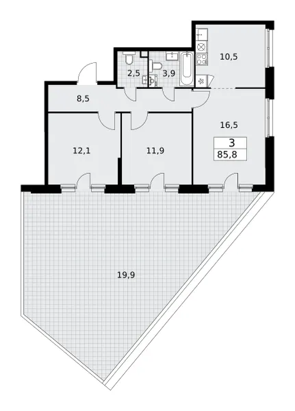 3-комн. 85.8 м²