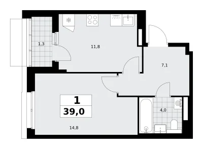 39 м² — планировка