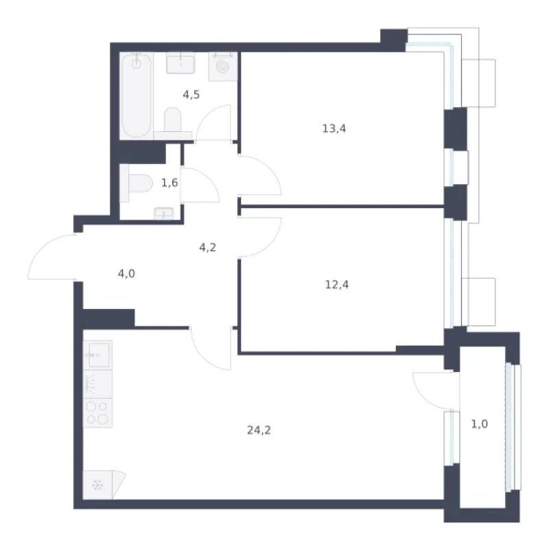 2-комн. 65.3 м²