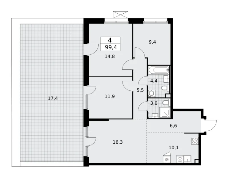 4-комн. 99.4 м²