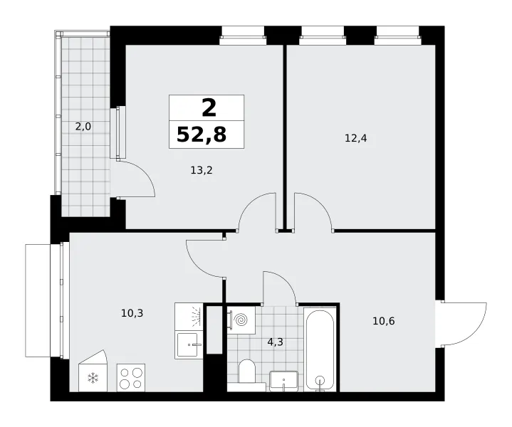 2-комн. 52.8 м²