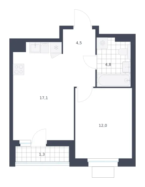 1-комн. 39.7 м²