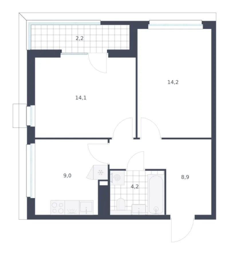 2-комн. 52.6 м²