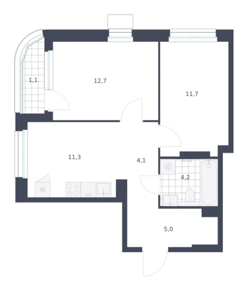 2-комн. 50.1 м²