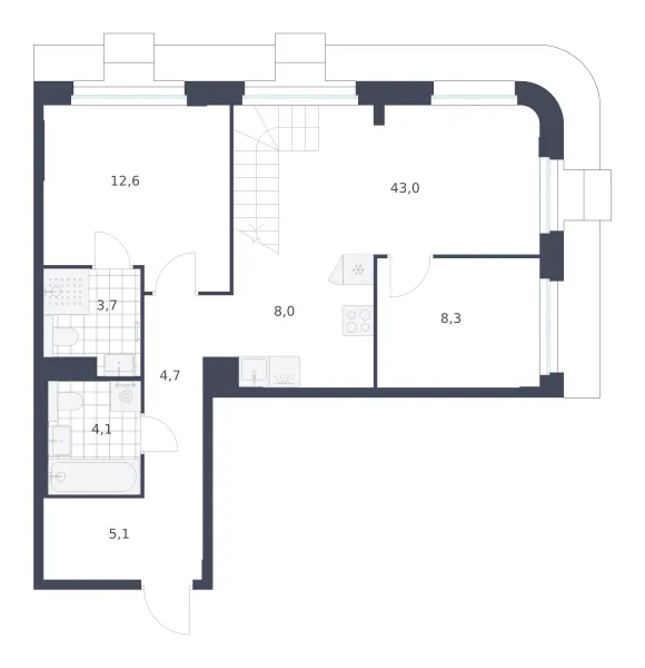 2-комн. 89.5 м²