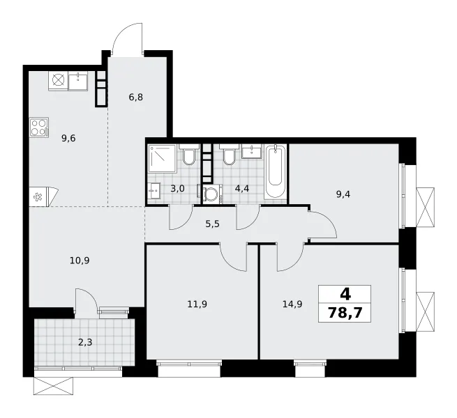 4-комн. 78,7 м²