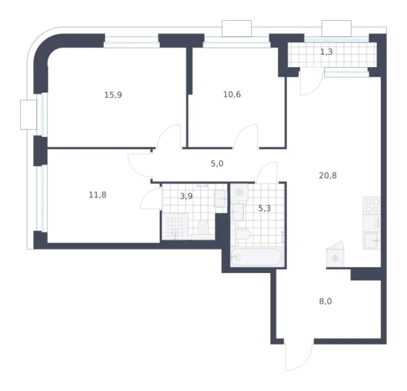 3-комн. 82.6 м²