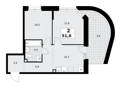 51,6 м² — планировка