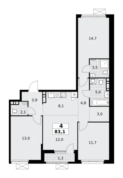 83,1 м² — планировка
