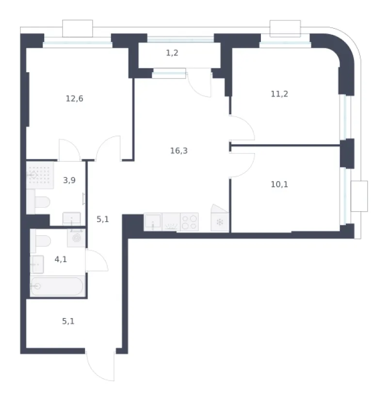 3-комн. 69.6 м²