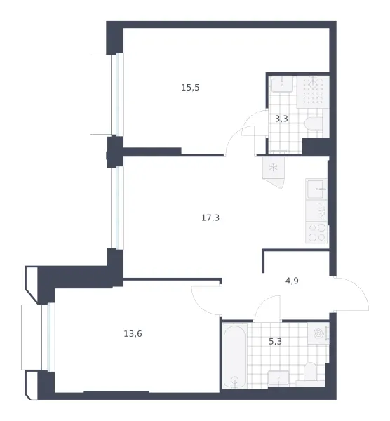 2-комн. 59.9 м²