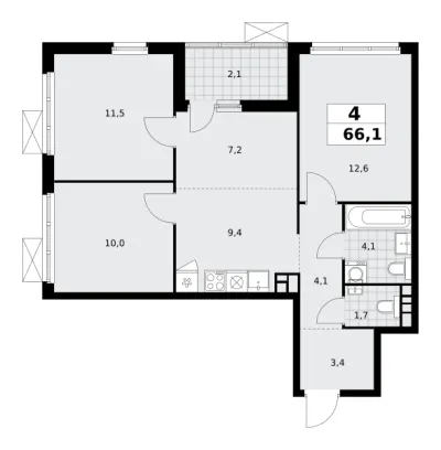 66,1 м² — планировка