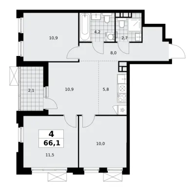 66,1 м² — планировка