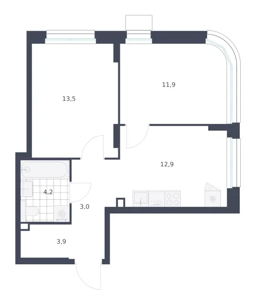 2-комн. 49.4 м²