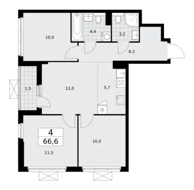 66,7 м² — планировка