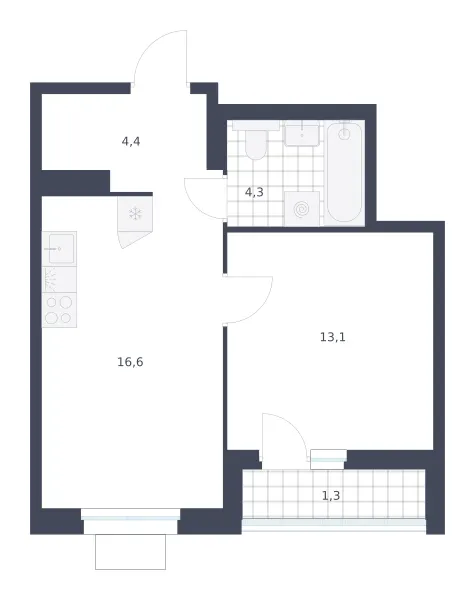 1-комн. 39.7 м²