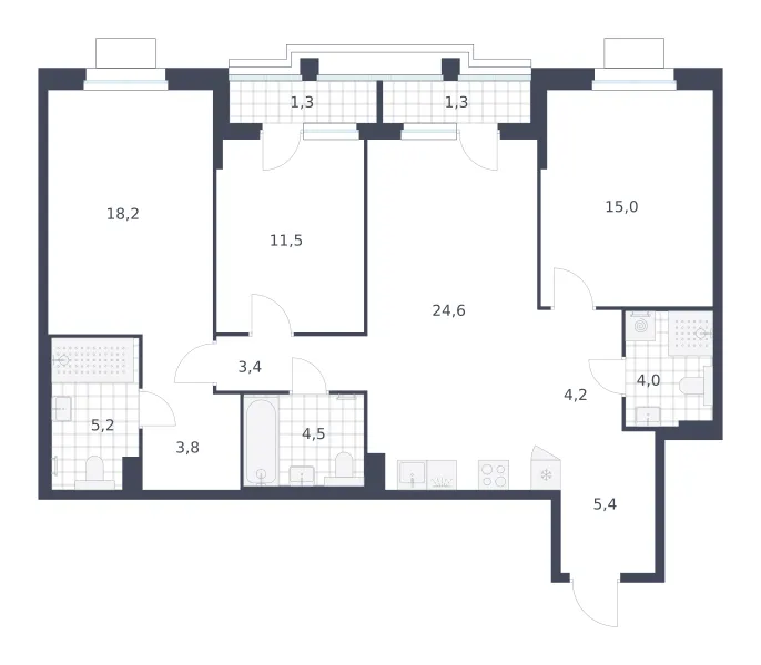 3-комн. 102.4 м²