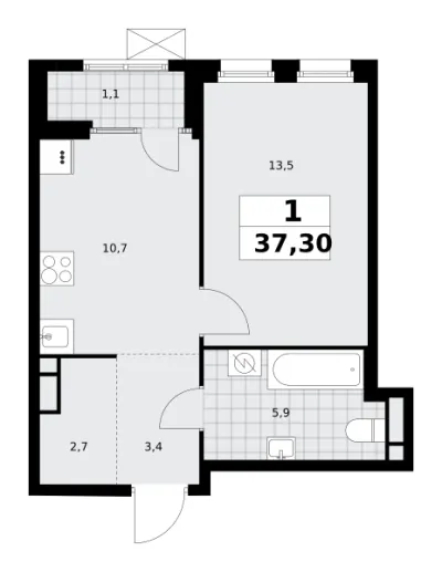 37,3 м² — планировка