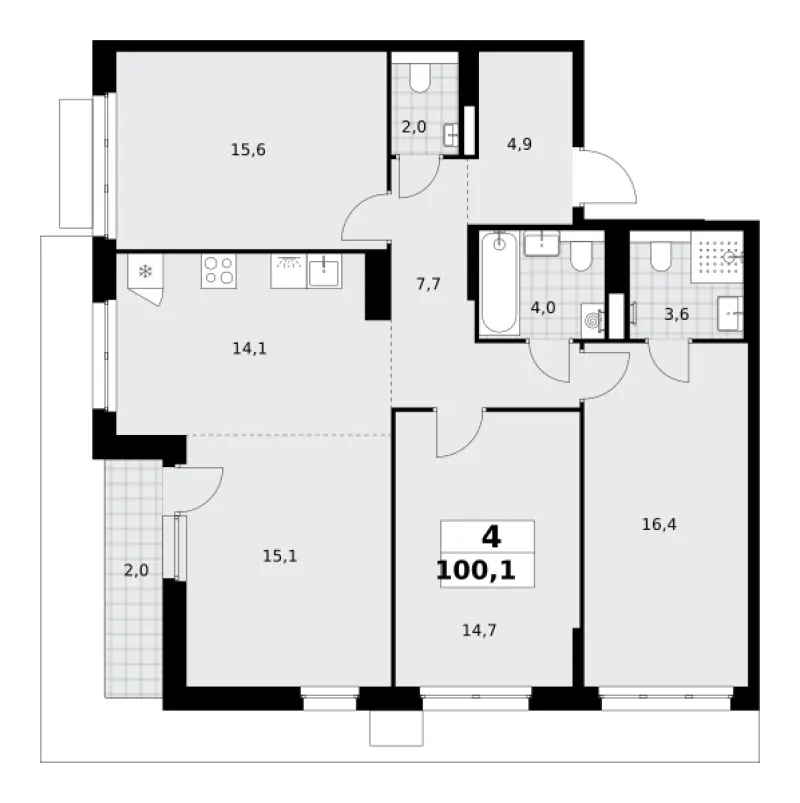 4-комн. 100.1 м²