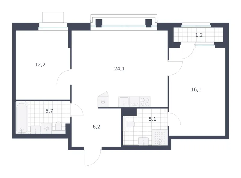 2-комн. 70.6 м²