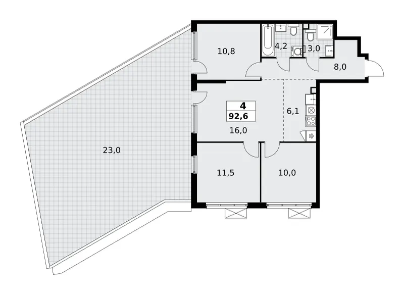 4-комн. 92.6 м²