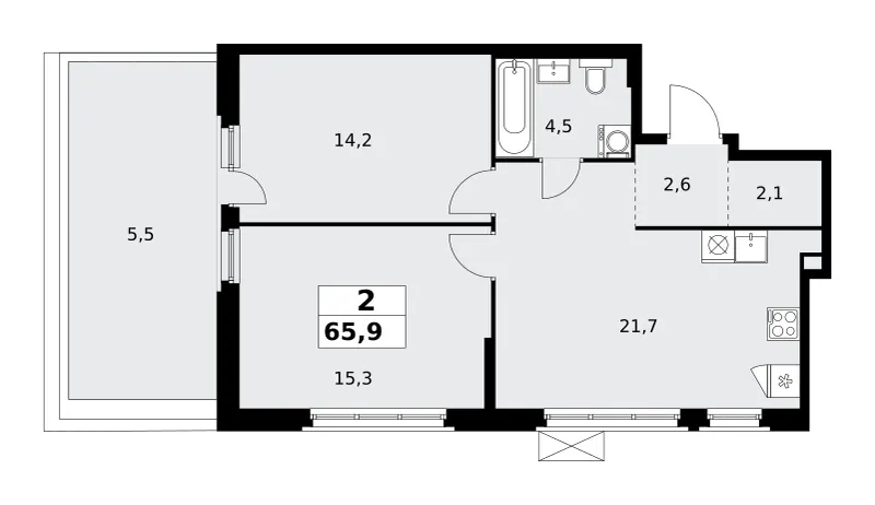2-комн. 65.9 м²