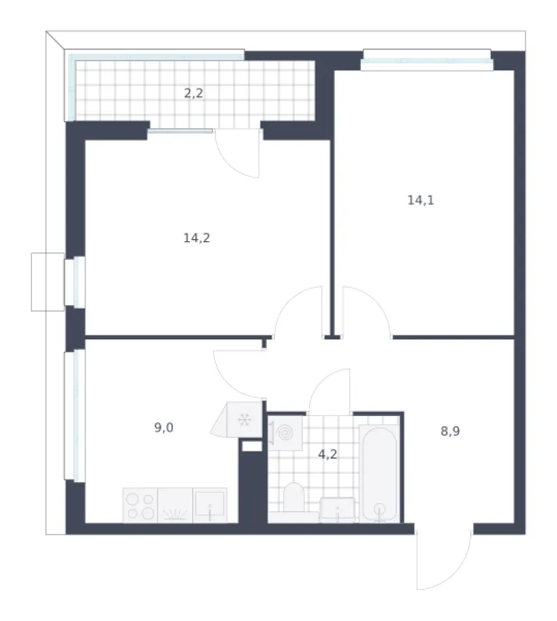 2-комн. 52.6 м²