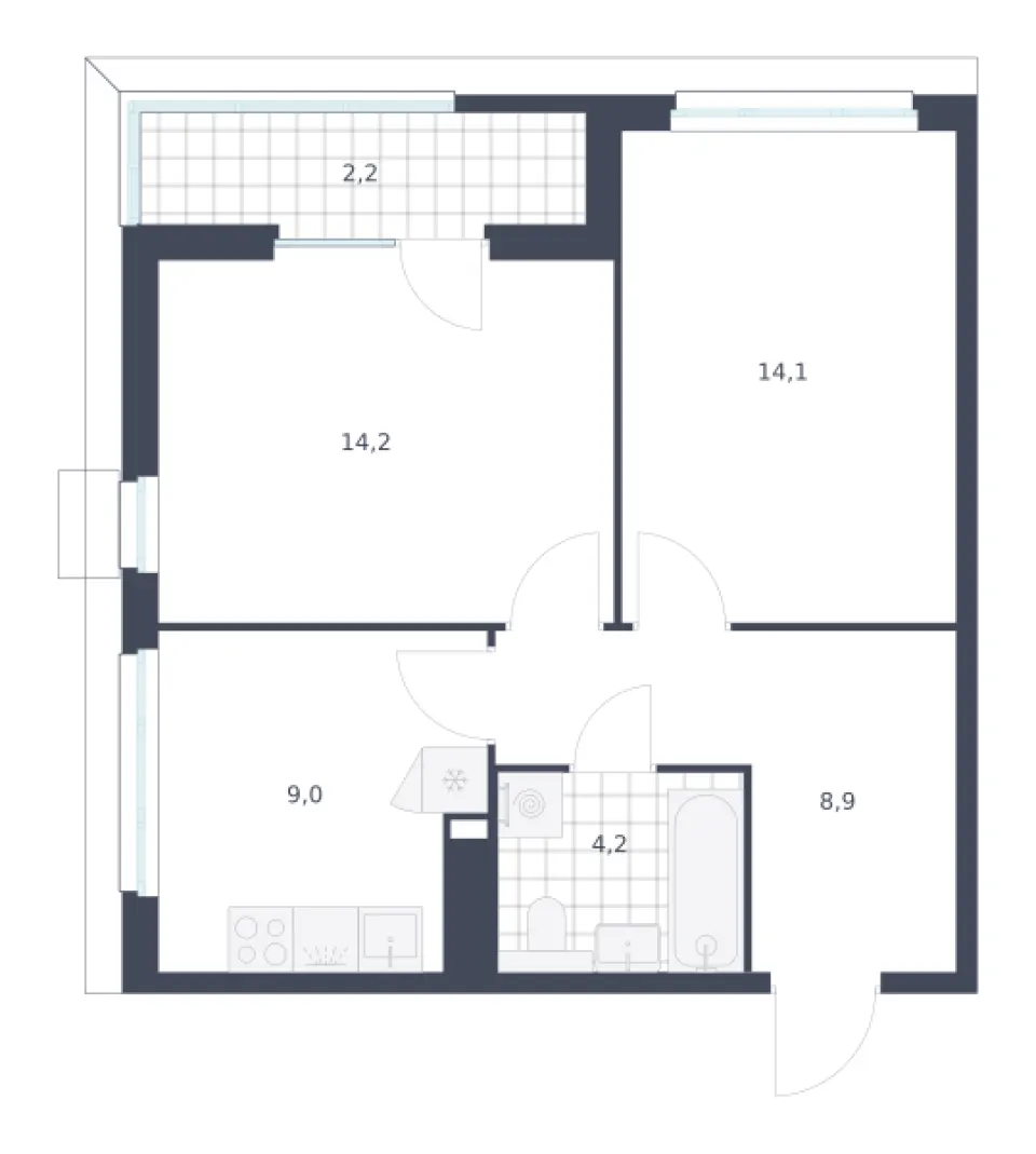 2-комн. 52,6 м²