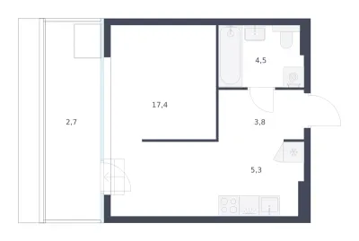 33,7 м² — планировка