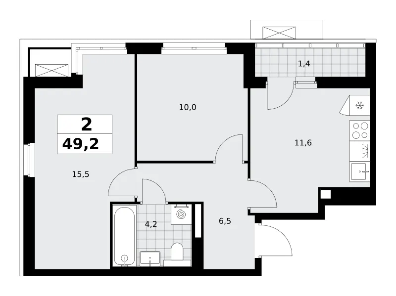 2-комн. 49.2 м²