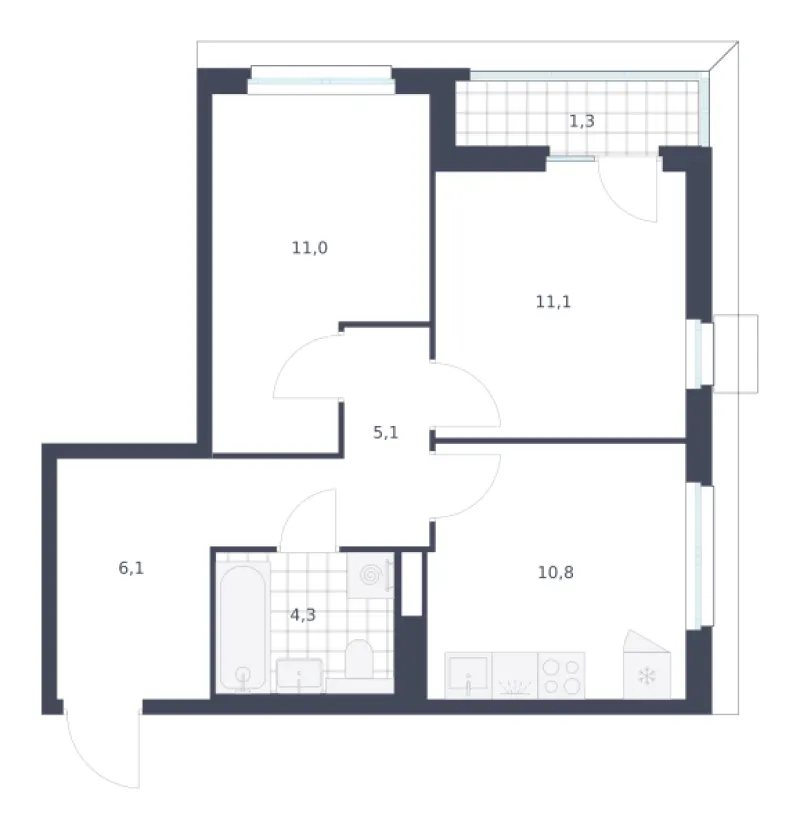 2-комн. 49.7 м²