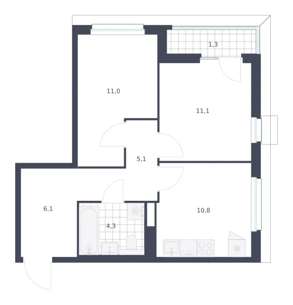 2-комн. 49,7 м²