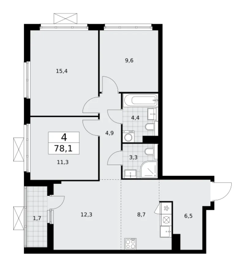 4-комн. 78.1 м²