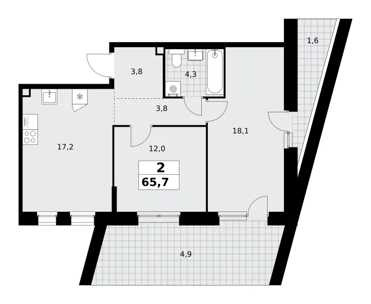2-комн. 65.7 м²