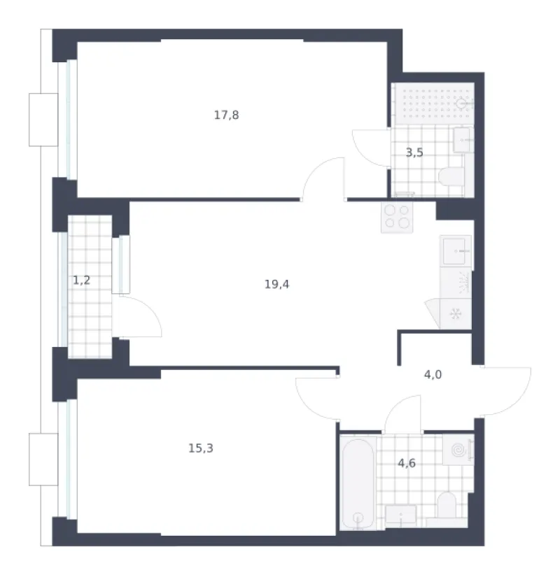 2-комн. 65.8 м²