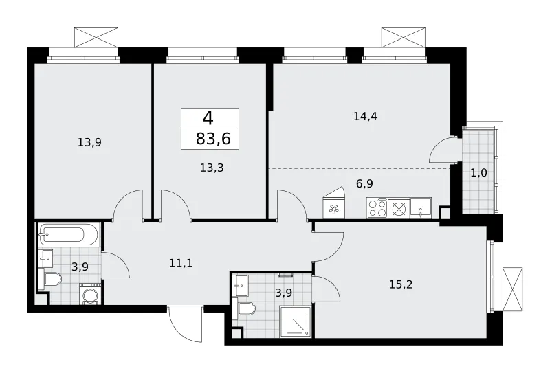 4-комн. 83.6 м²