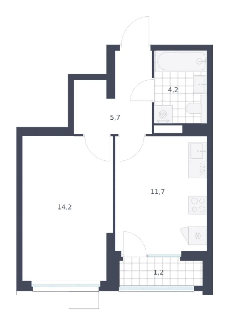 1-комн. 37 м²