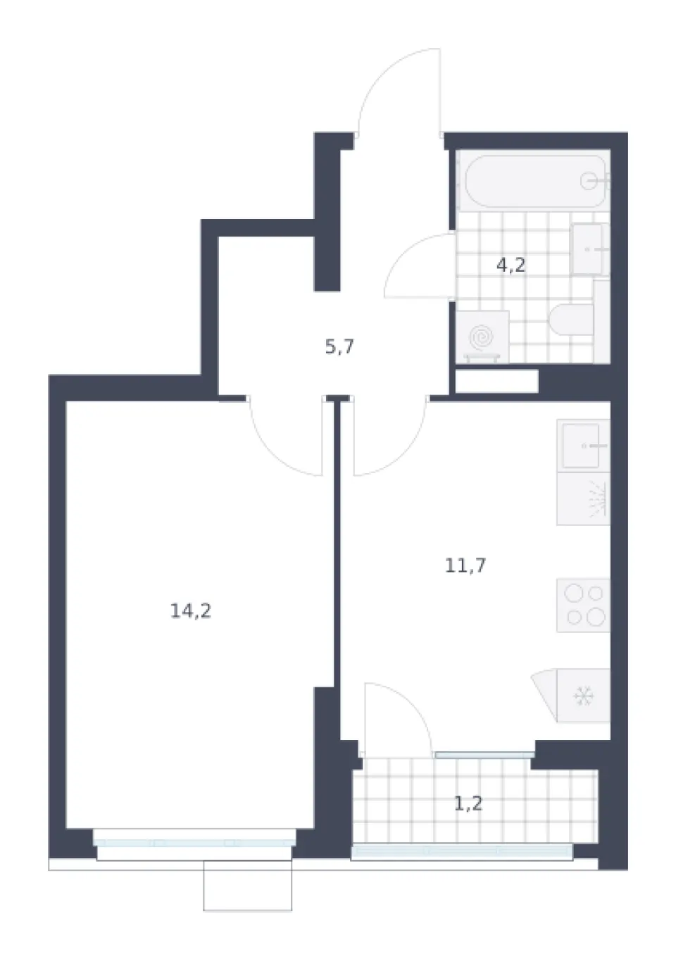 1-комн. 37 м²