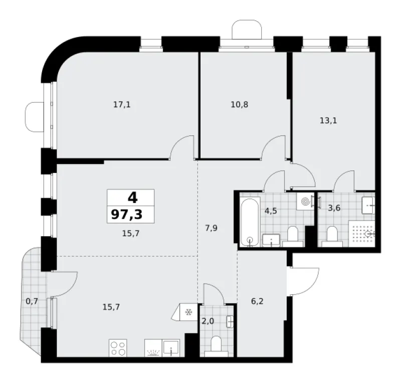 4-комн. 97.3 м²