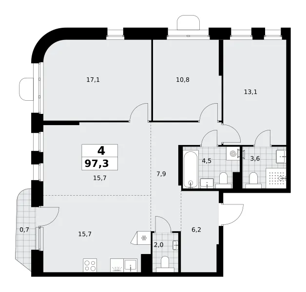 4-комн. 97,3 м²