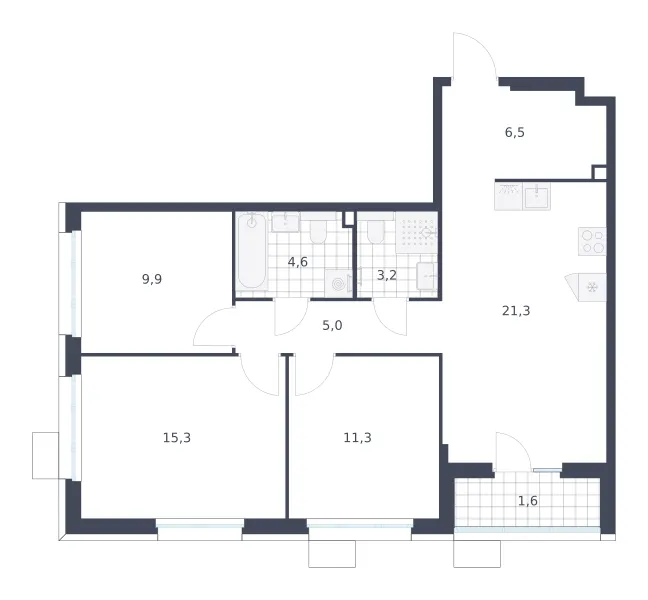 3-комн. 78.7 м²