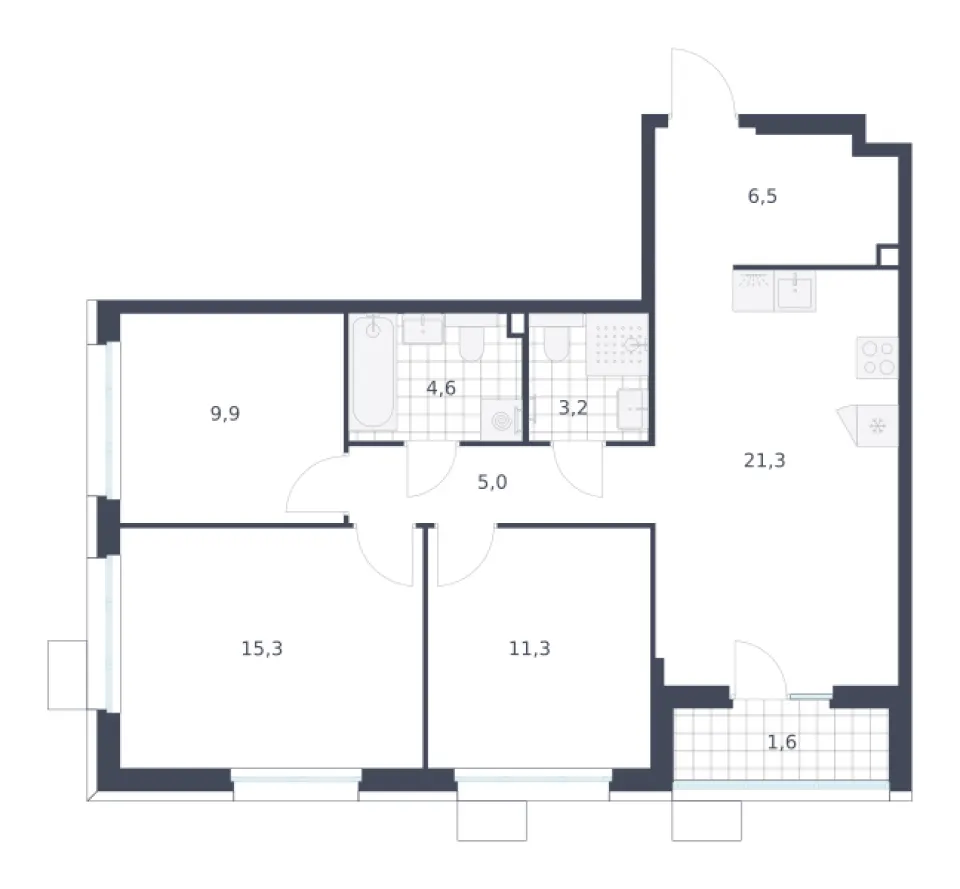 3-комн. 78,7 м²