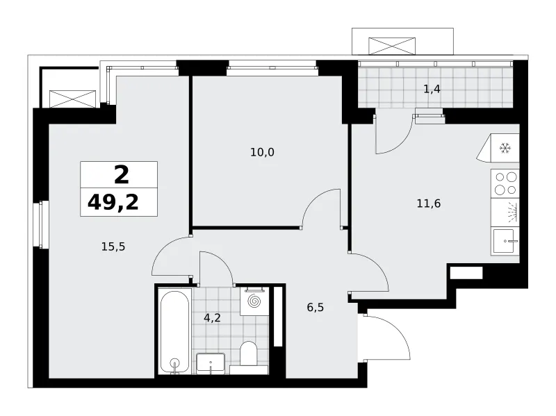 2-комн. 49.2 м²