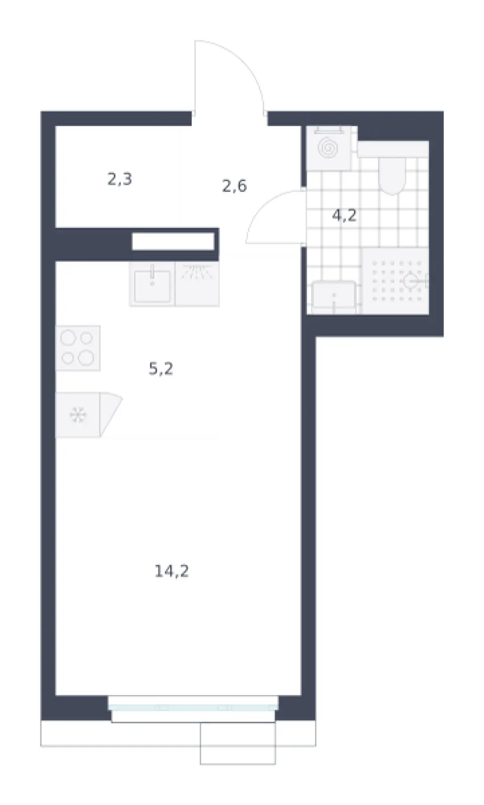 Студия 28,5 м²